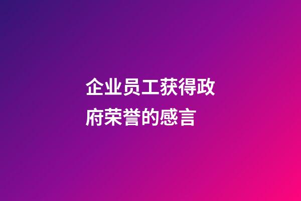 企业员工获得政府荣誉的感言