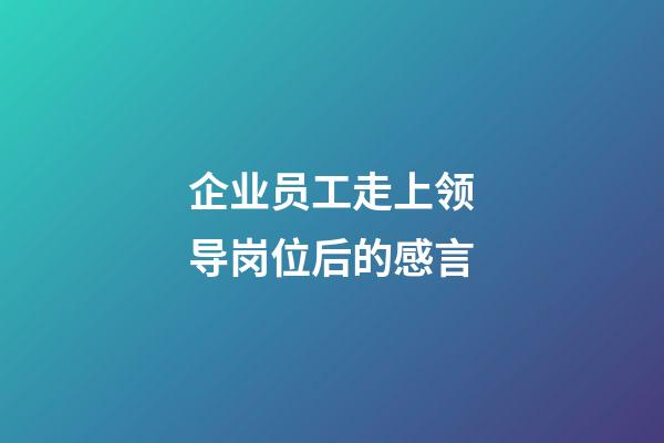 企业员工走上领导岗位后的感言