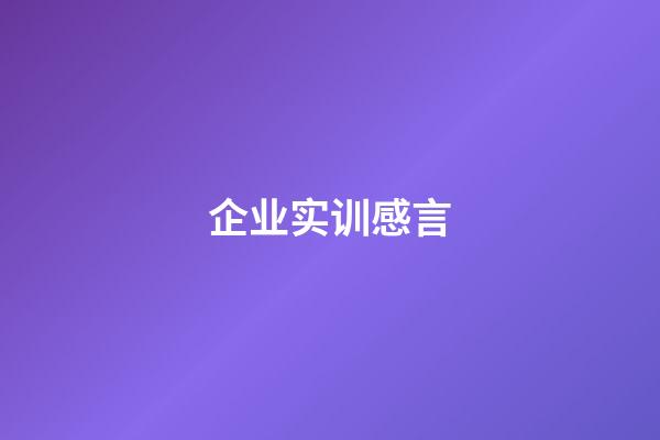 企业实训感言