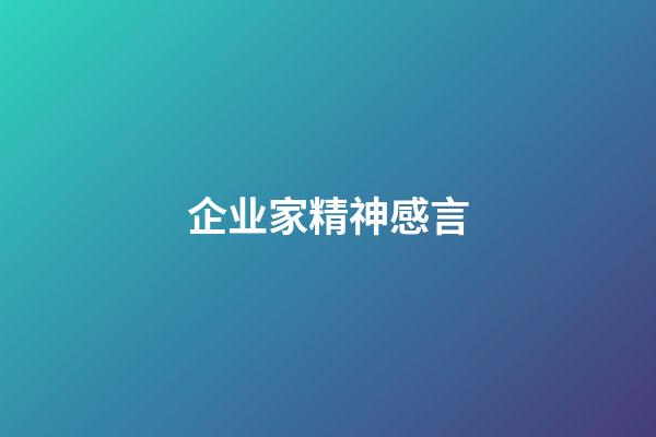 企业家精神感言