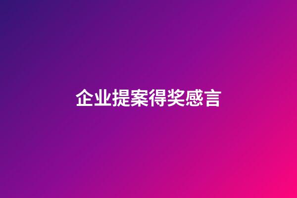 企业提案得奖感言