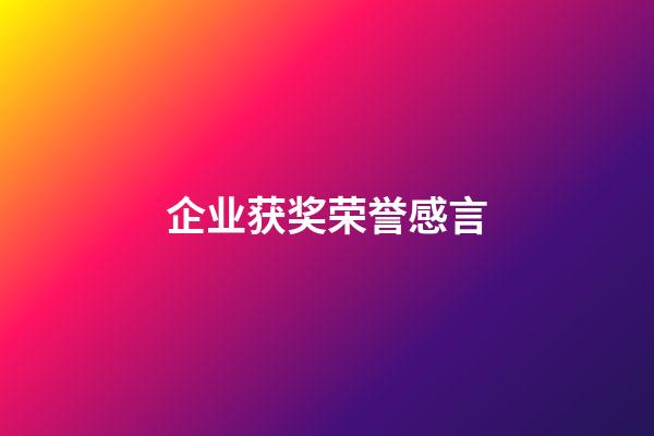 企业获奖荣誉感言