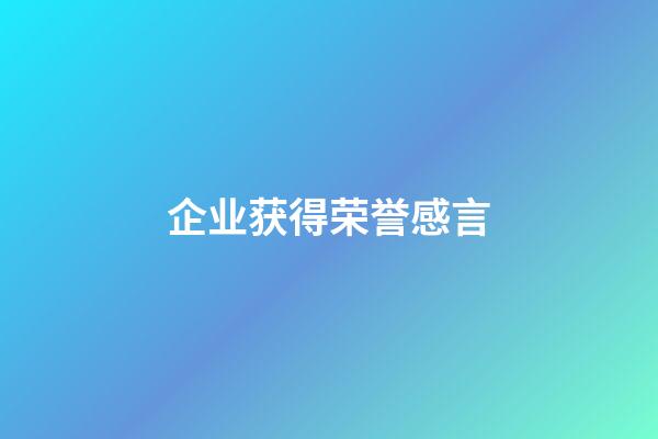 企业获得荣誉感言