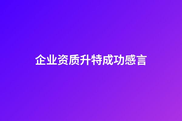 企业资质升特成功感言