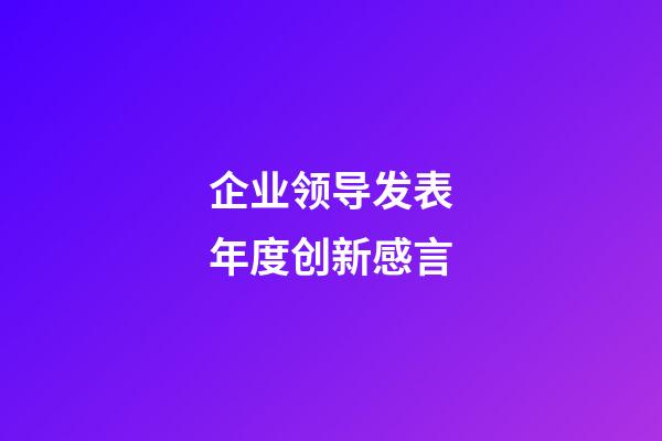 企业领导发表年度创新感言