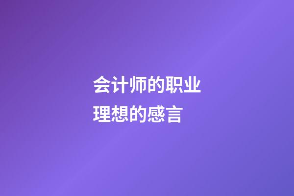 会计师的职业理想的感言