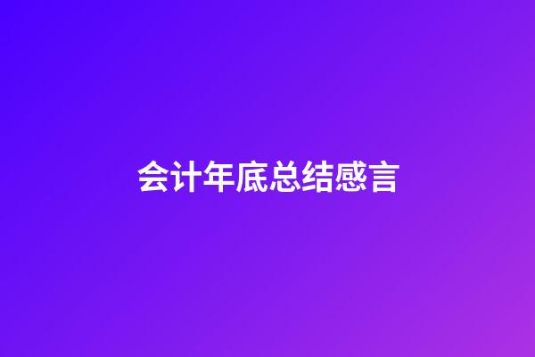 会计年底总结感言