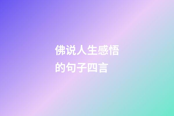 佛说人生感悟的句子四言