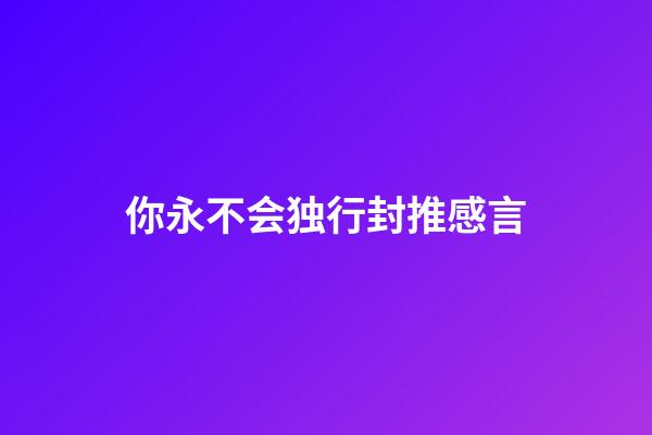 你永不会独行封推感言