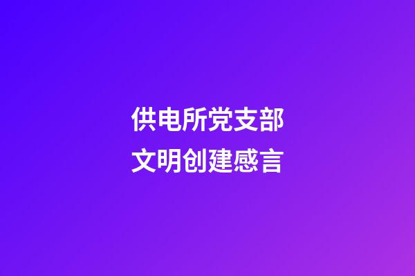 供电所党支部文明创建感言