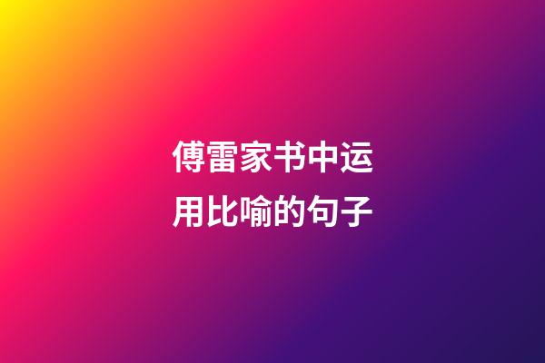 傅雷家书中运用比喻的句子