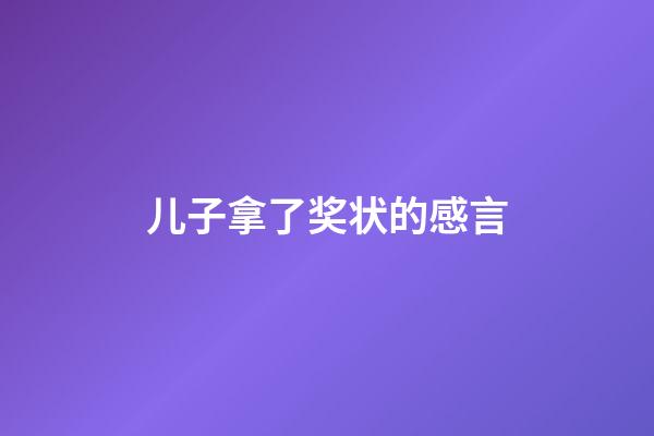 儿子拿了奖状的感言