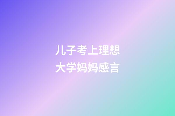 儿子考上理想大学妈妈感言