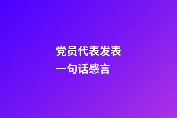 党员代表发表一句话感言