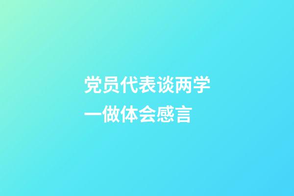 党员代表谈两学一做体会感言