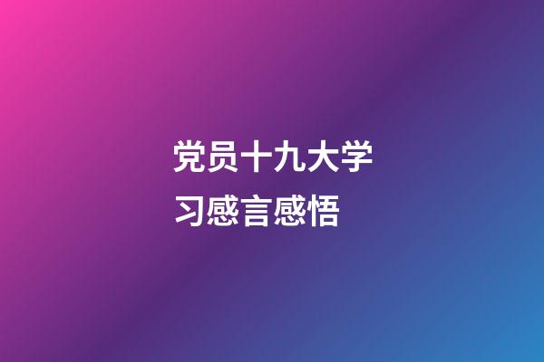 党员十九大学习感言感悟