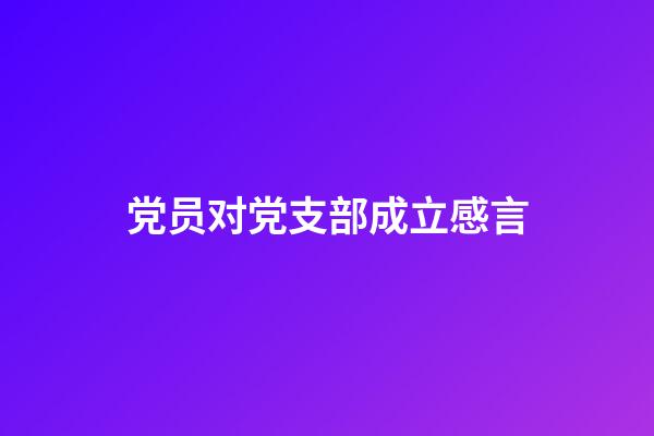 党员对党支部成立感言