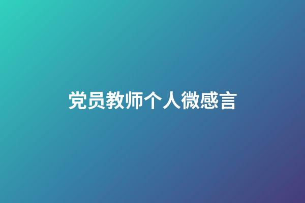 党员教师个人微感言