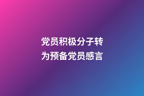 党员积极分子转为预备党员感言