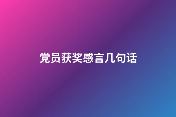 党员获奖感言几句话