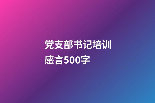 党支部书记培训感言500字