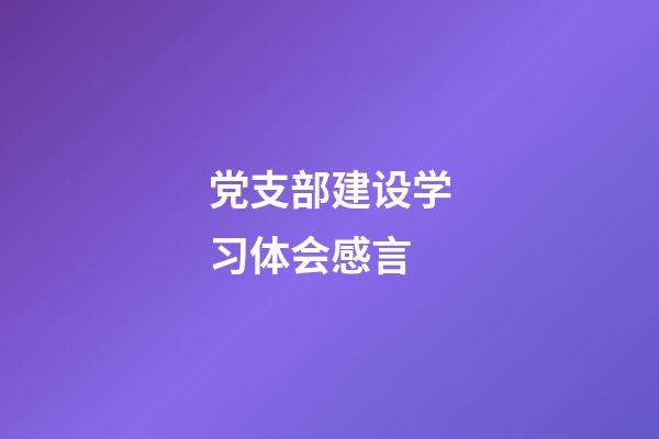 党支部建设学习体会感言