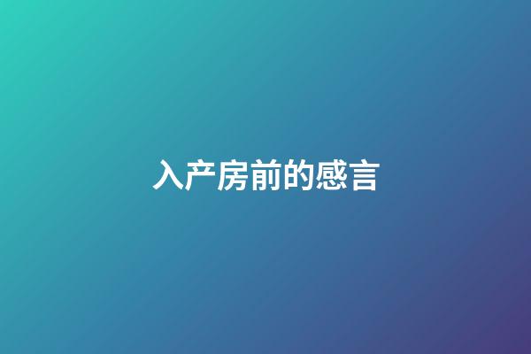 入产房前的感言