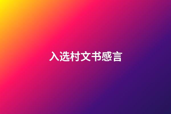 入选村文书感言