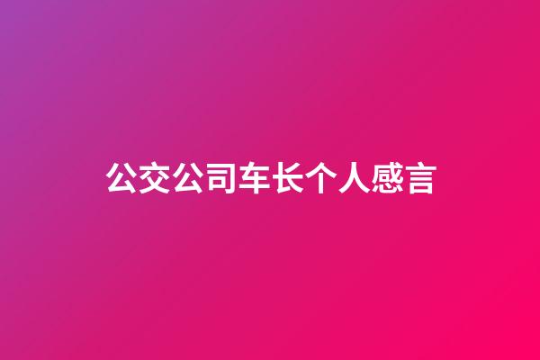 公交公司车长个人感言