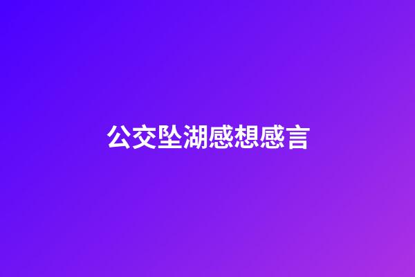 公交坠湖感想感言