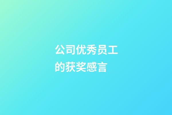 公司优秀员工的获奖感言