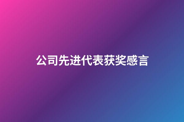 公司先进代表获奖感言