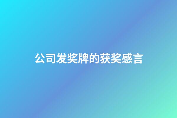 公司发奖牌的获奖感言