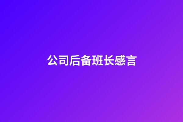 公司后备班长感言