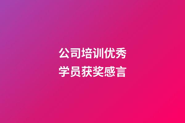 公司培训优秀学员获奖感言