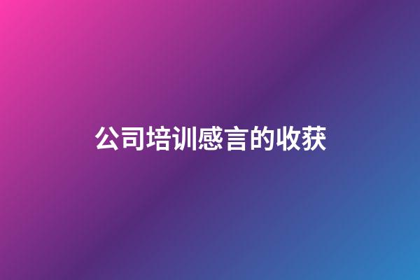 公司培训感言的收获