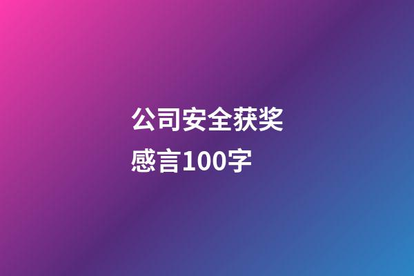 公司安全获奖感言100字