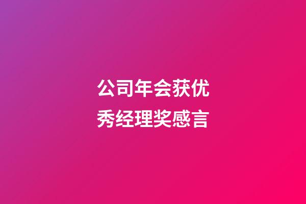 公司年会获优秀经理奖感言