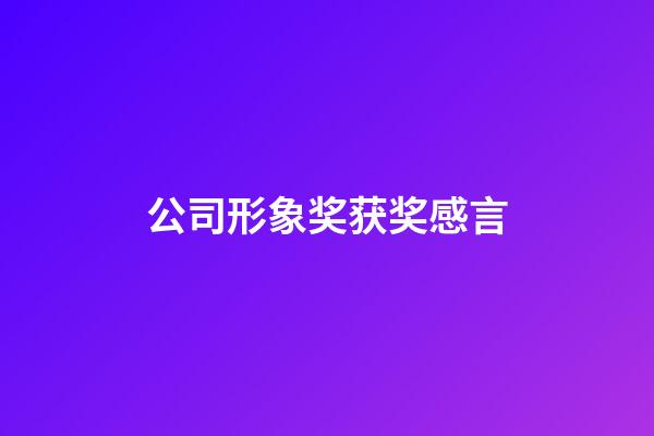 公司形象奖获奖感言