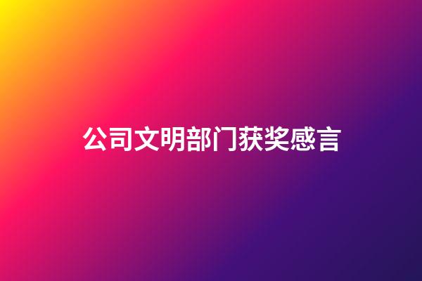 公司文明部门获奖感言