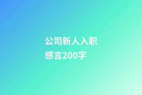 公司新人入职感言200字