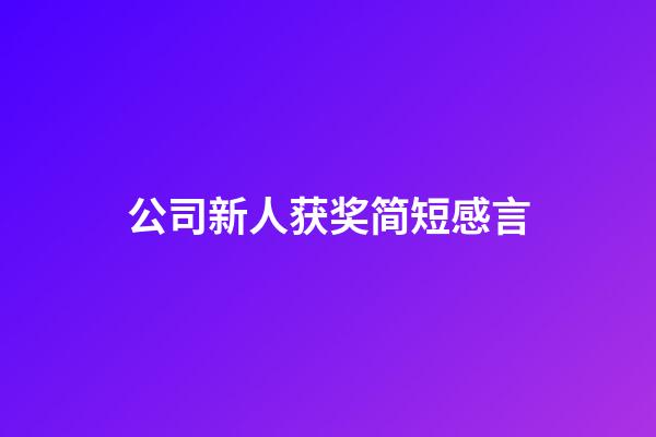 公司新人获奖简短感言