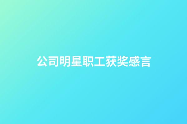 公司明星职工获奖感言