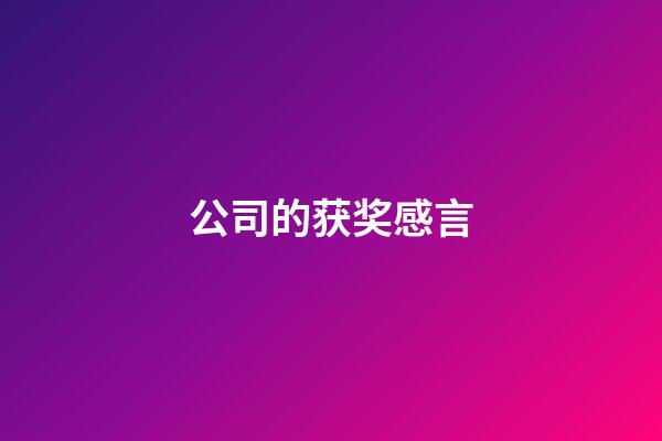 公司的获奖感言