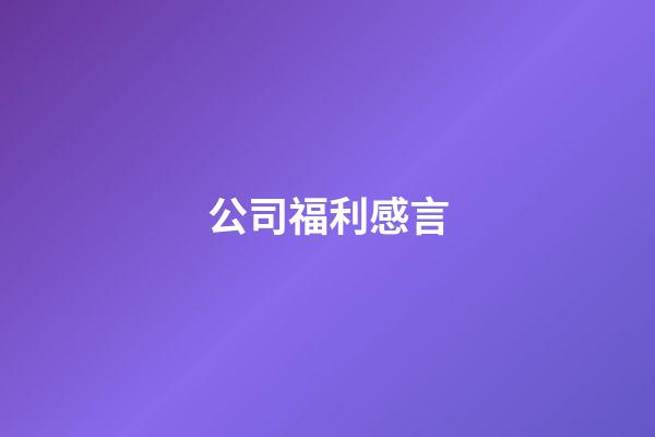 公司福利感言