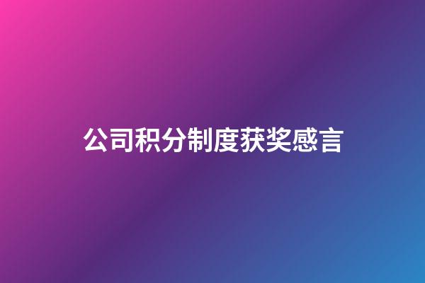 公司积分制度获奖感言