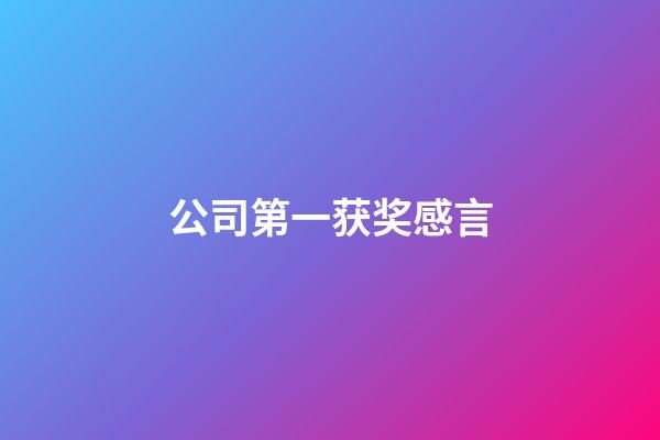 公司第一获奖感言