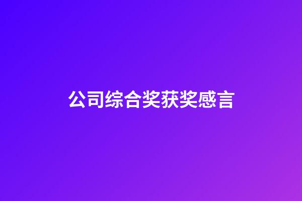 公司综合奖获奖感言