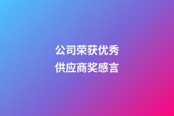 公司荣获优秀供应商奖感言