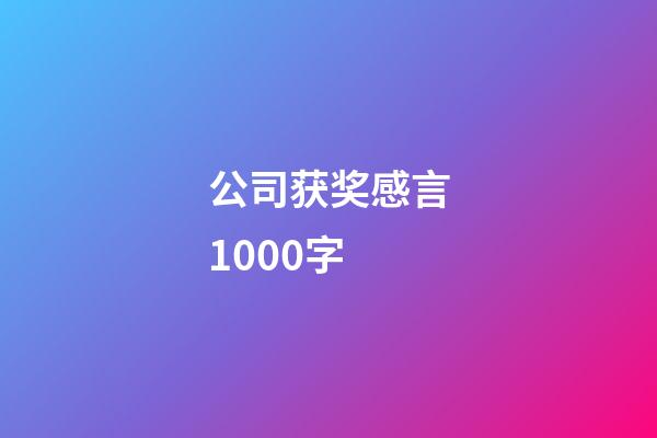 公司获奖感言1000字